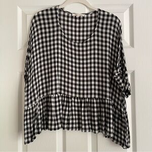 Piper & Scoot Gingham Peplum Blouse